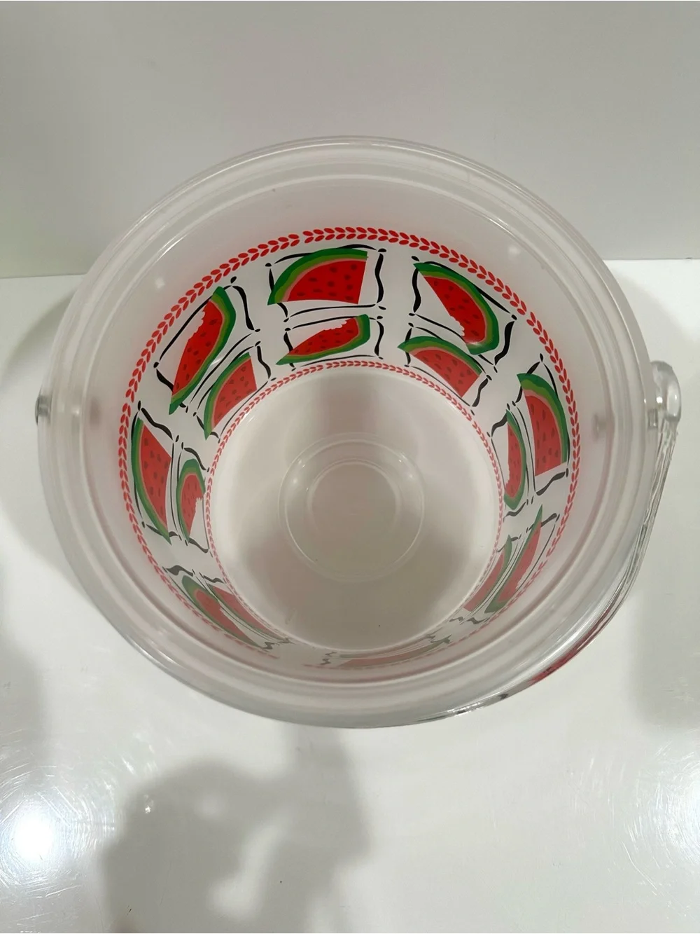 Vintage Clear Ice Bucket Barware 1989 Watermelon Summer Party 7” Acrylic Read!